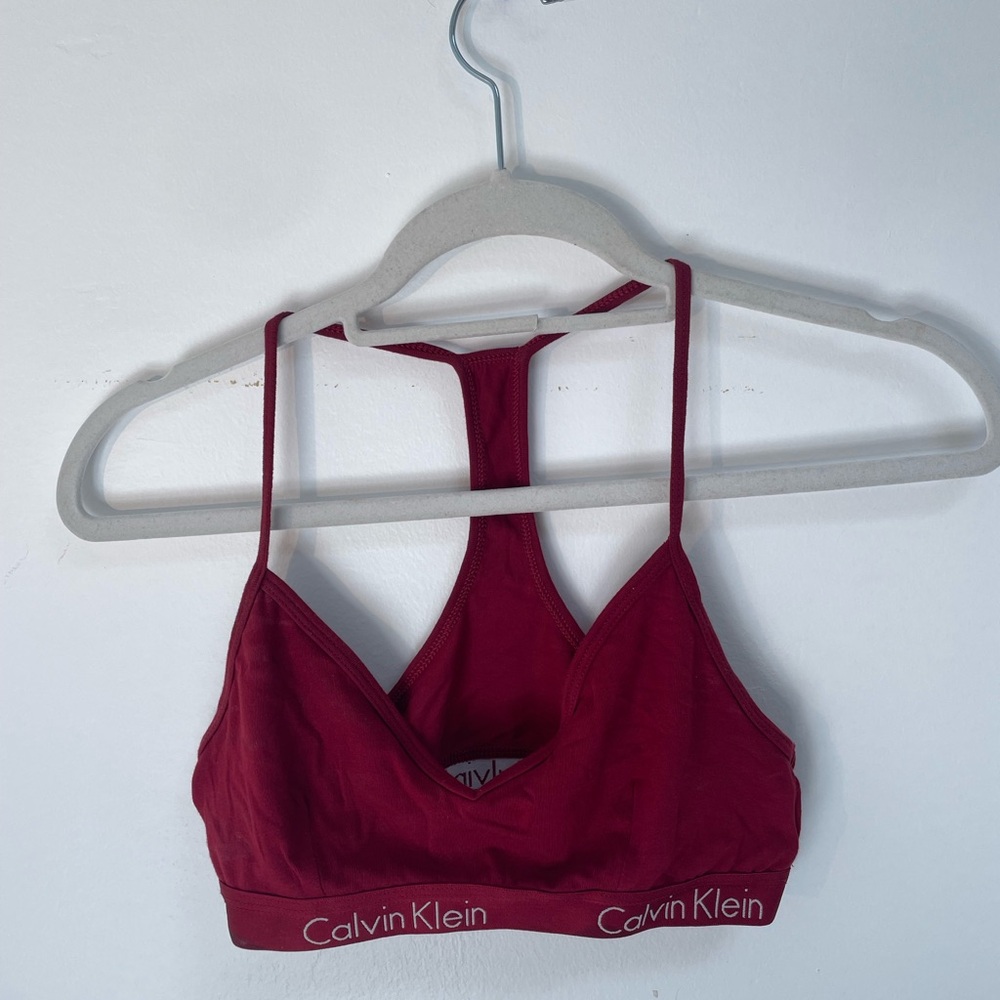 Calvin Klein Red Racerback Bra with Signature Elastic